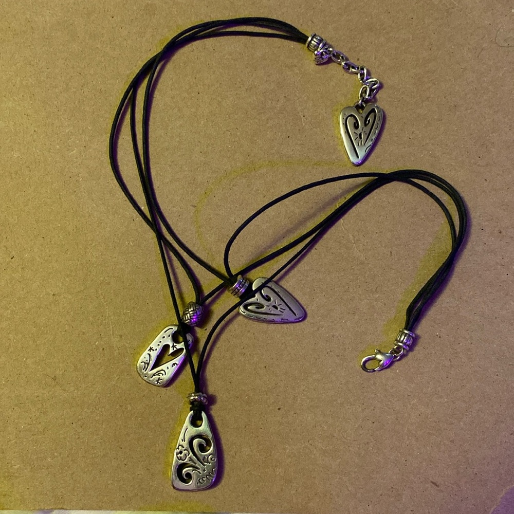 BRIGHTON “Brazilian” Multi Charm Necklace with signature hearts and black cord